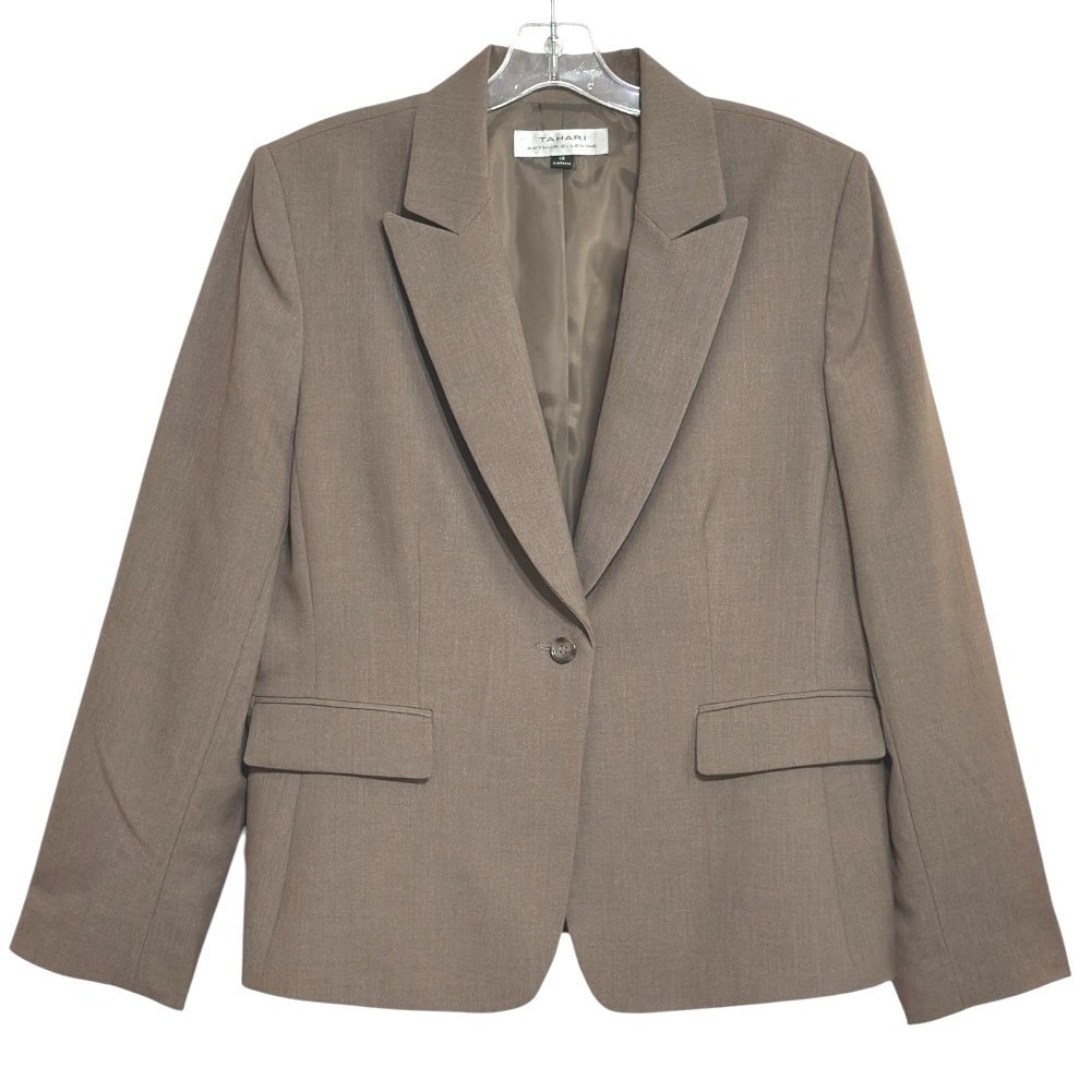 Tahari Arthur Levine Blazer Women Brown Single Button Fall Capsule Tailored 16